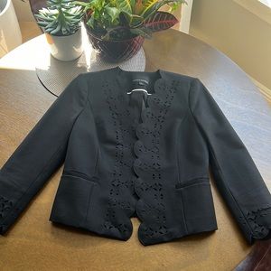Banana Republic Black Ponte Scalloped Laser Cut Blazer